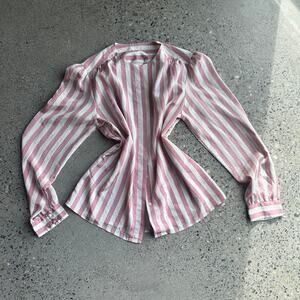 Women’s Vintage Pink White Stripe Textured Blouse Shimmer